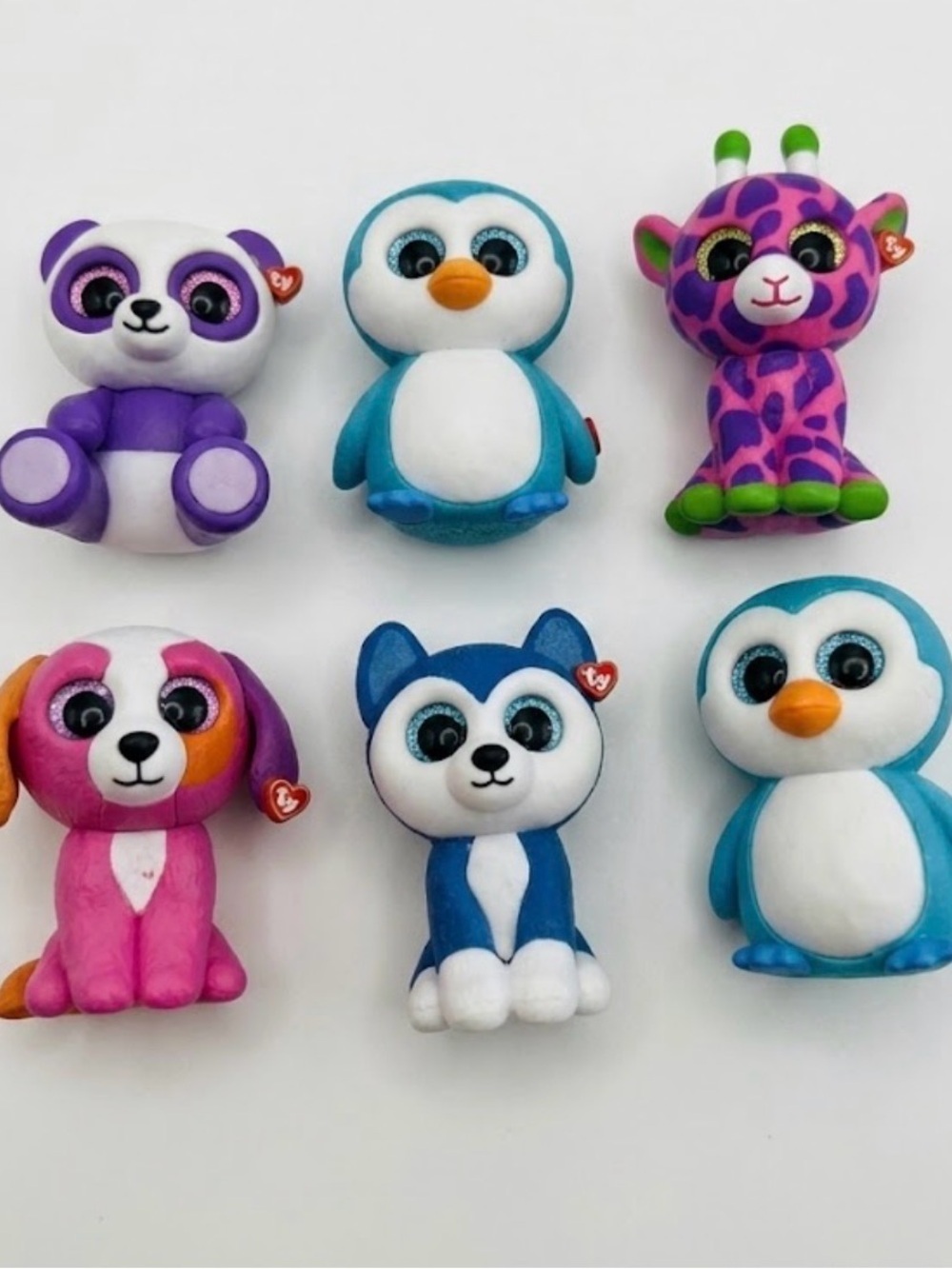 Bundle Lot of 6 Ty Mini Beanie Boos Hard Mini Figures Kids Toys Penguin Bear Dog